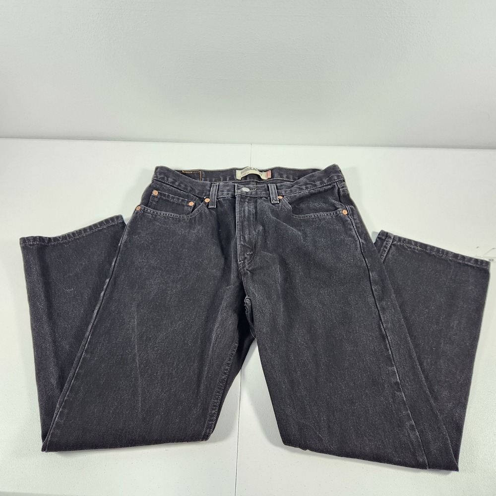 Levis 505 Regular Fit Mens Jeans 34x29 Black Faded Straight Leg Denim Pants